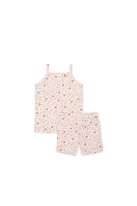 Jamie Kay Organic Cotton Daisy May Singlet PJ Set (Berry Cream Adaline Berries)