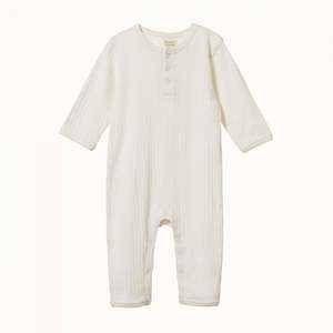 Nature Baby Organic Cotton Henley PJ Suit (Pointelle)