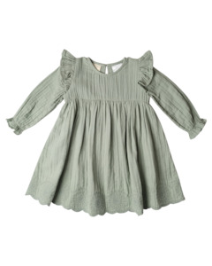 Babu Muslin Charlotte LS Dress (Matcha)