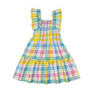 RYK Summer Time Plaid Shirred Dress