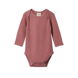 Nature Baby Merino Pointelle L/S Bodysuit (Woodland Rose)