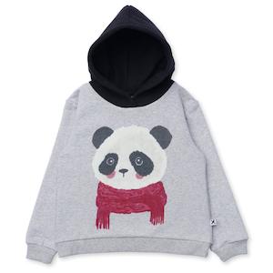 Toy: Minti Cosy Panda Furry Hood (Grey Marle/Black)