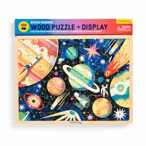 Mudpuppy 100 Piece Wood Puzzle + Display (Space Mission)