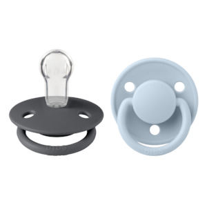 Bibs Dummy Two Pack De Lux Silicone (Iron/Baby Blue)