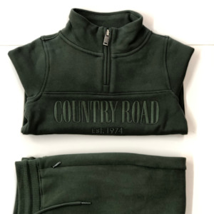 Country Road Heritage Half Zip Sweat (Khaki Green)