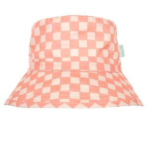 Acorn Broad Brim Bucket Sun Hat (Pink Checks)