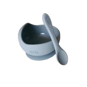 Petite Eats Silicone Bowl & Spoon Set (Pewter)