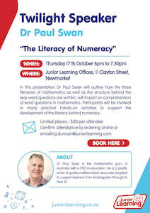 Twilight Speaker - The Literacy of Numeracy - Dr Paul Swan