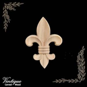 French Dauphin Fleur De Lis centre wood applique  12cm x 9cm