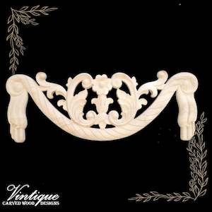 Buckingham swag centre or top wood applique Onlay 40cm x 15cm