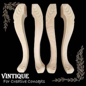 Venetian unfinished wood furniture legs 42cm x 7cm (set of 4)