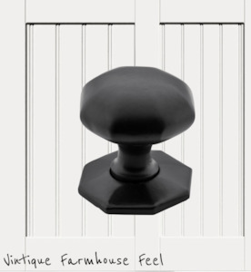 Farmhouse Satin Black Iron Octagonal Knob with Backplate (3 sizes)