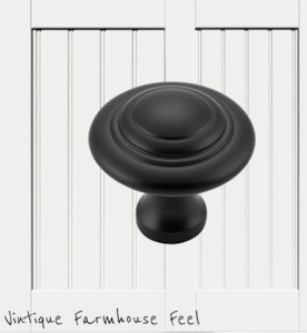 Farmhouse Satin Black Iron Ringed Knob (3 sizes)