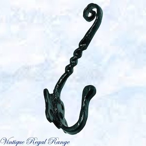 Antique Twisted Iron Coat & Hat Hook 145mm x 85mm