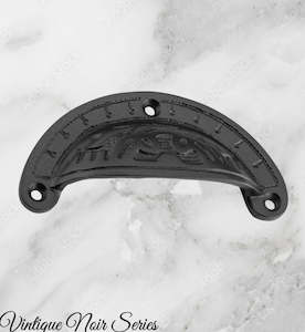 Rustic Black Iron Teardrop Victoria's Ornate Cup Drawer pull 100mm long