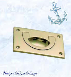 Mariner Polished Brass Ring Flush Pull rect door handle 90x88mm