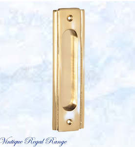 Art Deco Polished Brass Flush Pull door handle  150mm x 43mm