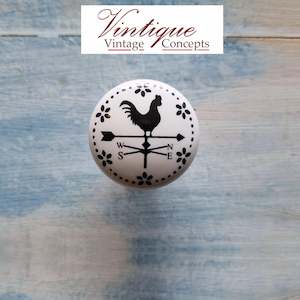 White furniture Ceramic Knob Crowing Rooster 35mm Dia