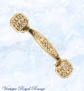 Polished Brass Regal Ornate Cabinet Pull Handle 170mm L