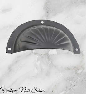 Noir Series Matt Black Brass Classico Fluted Cup Drawer pull