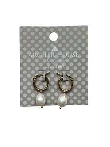 Archer House – Dainty Genuine Pearl Hoop earring AHEPH