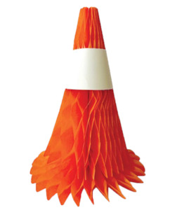 Construction Road Cone Honeycomb Decorations pk3