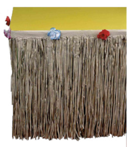 Table Natural Grass Skirt Decoration with Flowers