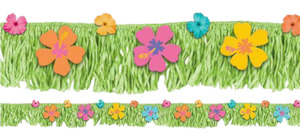 Summer Luau Hibiscus Fringe Paper Banner with Fabric Flowers