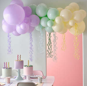 Disney Princess Party Theme: Pastel Balloon Arch Kit with Pastel Tassels