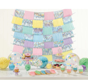 Disney Princess Party Theme: Pastel Fringe metallic Backdrop