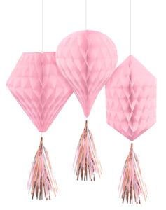 Pink Blush Honeycomb Decorations with Tassels