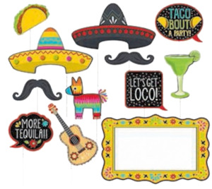 Mexican Party Theme Auckland: Fiesta Delux Jumbo Photo Props pk12