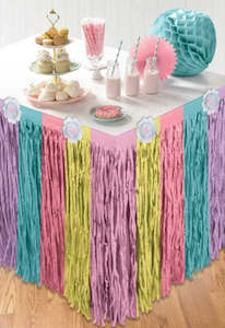 Unicorn Table Skirt with Iridescent Flowers