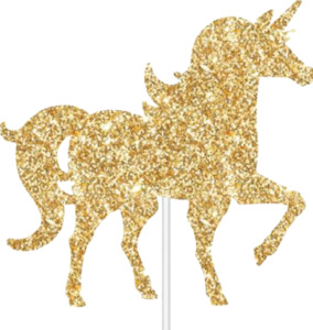 Unicorn Party Theme: Gold Glitter Unicorn Cake Topper