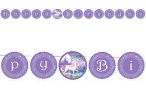 Unicorn Fantasy Circle Ribbon Birthday Banner