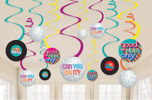 Good Vibes 70's Disco Party Swirl Decorations