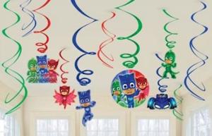 Pj Masks Party Theme: PJ Masks Swirl Decorations pk12