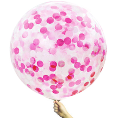 Hot Pink Party Supplies: Pink Confetti Jumbo Balloon