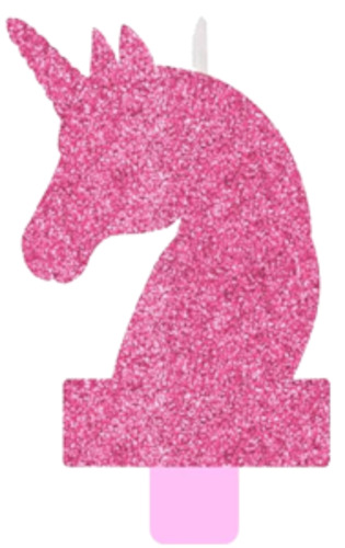 Pink Glitter Unicorn Candle