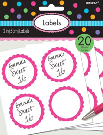 Pink Scalloped Party Labels