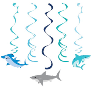 Shark Party Hanging Swirl Decorations pk5