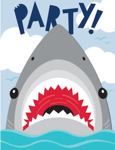 Shark Party Invitations pk8