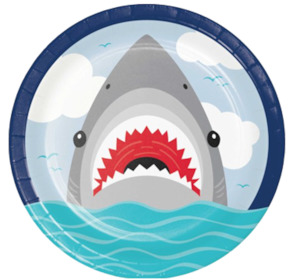 Shark Party Large Plates pk8