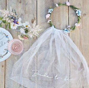 Hen's Party 'Bride to Be' Floral Crown and Veil