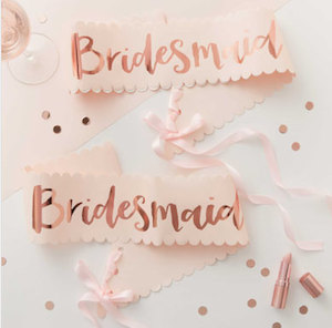 Bridesmaid Rose Gold 'Team Bride' Hen's Party Sashes x 2