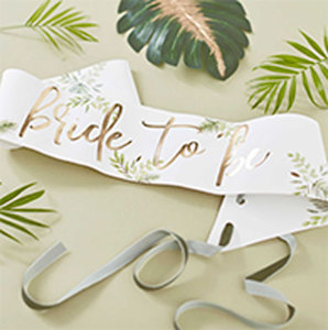 Botanical Hen's Party Gold Foiled 'Bride to Be' Sash