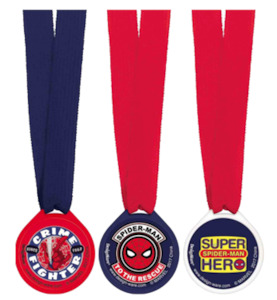 Spiderman Party Award Medals pk12