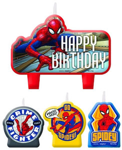 Spiderman Party Theme: Spiderman Party Candles pk4