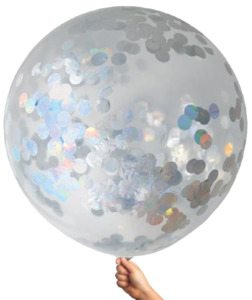 Iridescent & Silver Confetti Jumbo Balloon