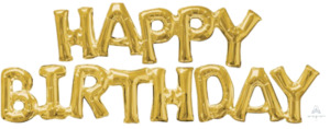 Happy Birthday Gold Script Foil Balloon